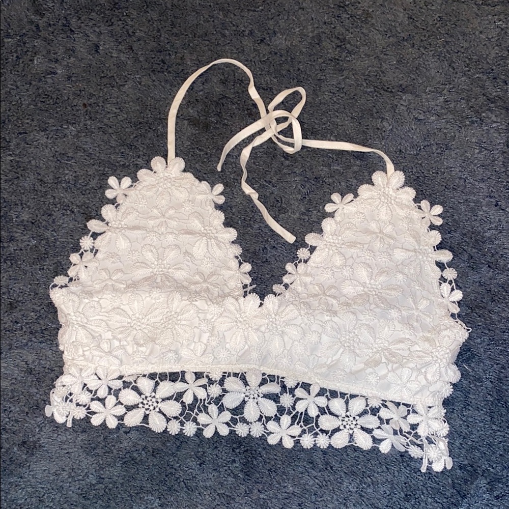 SHEIN White Lace Floral Tank Top